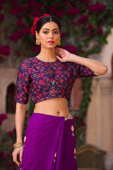 Purple Patola Printed Dupion Silk Blouse At Chinaya Banaras