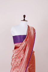 Red Handwoven Brocade Banarasi Silk Saree - Chinaya Banaras