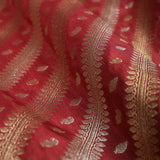 Red Handwoven Banarasi Silk  Fabric At Chinaya Banaras