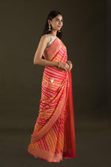 Red Woven Georgette Silk Saree - Chinaya Banaras