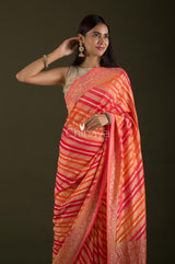 Red Woven Georgette Silk Saree - Chinaya Banaras