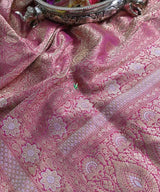 Rose Pink Kadhwa Weave Banarasi Silk Saree - Chinaya Banaras
