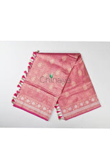 Rose Pink Kadhwa Weave Banarasi Silk Saree - Chinaya Banaras