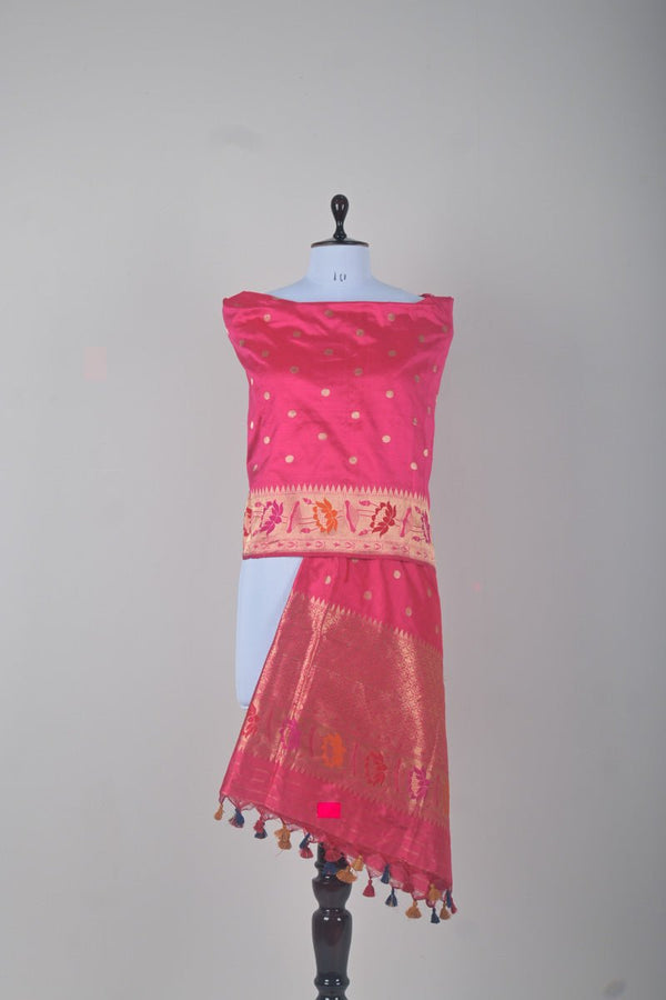 Pink Paithani Banarasi Silk Dupatta At Chinaya Banaras