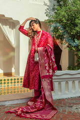 Roseau Spill Magenta Pink Chiniya Silk Kurta Pant Set - Chinaya Banaras