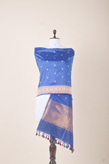 Royal Blue Woven Banarasi Silk Dupatta - Chinaya Banaras