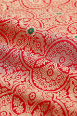 Ruby Red Handwoven Banarasi Silk Fabric - Chinaya Banaras