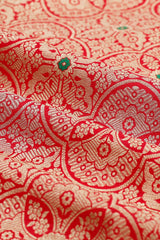 Ruby Red Handwoven Banarasi Silk Fabric - Chinaya Banaras