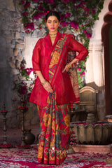 Rust Red Organza Silk Blouse - Chinaya Banaras