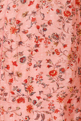 Salmon Peach Floral Printed Chanderi Silk Kurta Pant Set - Chinaya Banaras