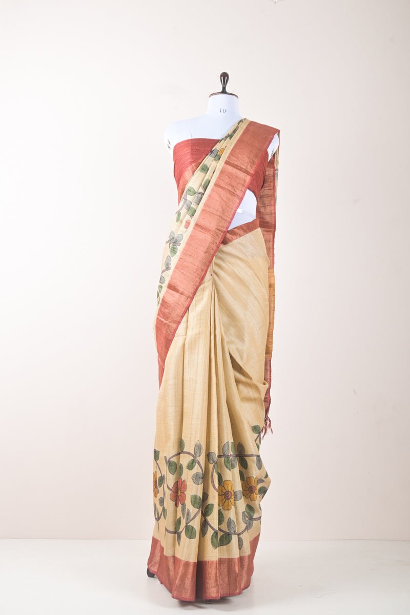 Sandcastle Tussar Silk Saree - Chinaya Banaras