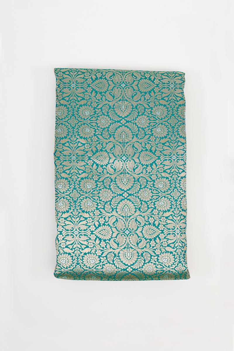 Sea Green Handwoven Banarasi Silk Fabric - Chinaya Banaras