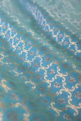 Stone Blue Geometrical Woven Banarasi Silk Than - Chinaya Banaras