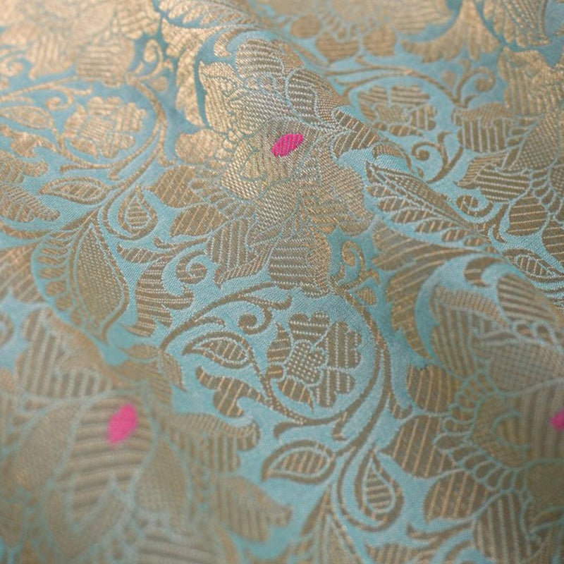 Blue Woven Banarasi Silk Fabric At Chinaya Banaras