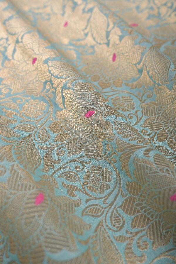 Fabric, sky blue fabric, Blue fabric, banarasi fabric, silk fabric, brocade fabric, handloom fabric, indian fabric