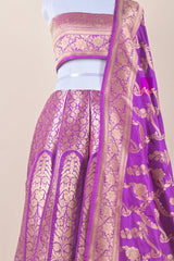 True Purple Handwoven Banarasi Silk Lehenga Set - Chinaya Banaras