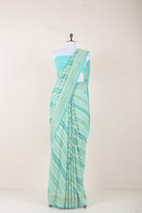 Turquoise Rangkat Khaddi Georgette Handloom Banarasi Saree - Chinaya Banaras