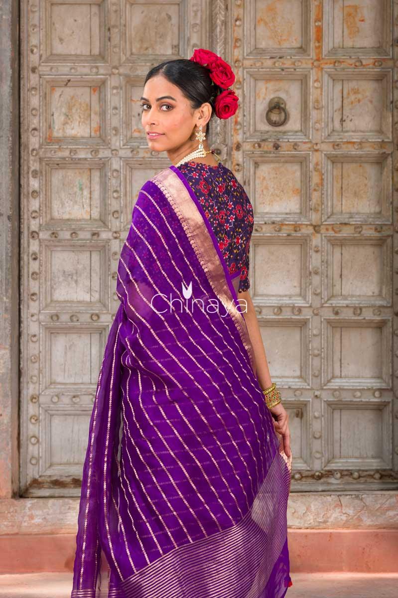 Handwoven Organza Silk Saree at Chinaya Banaras