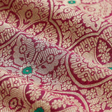 Wine Handwoven Banarasi Silk Fabric At Chinaya Banaras